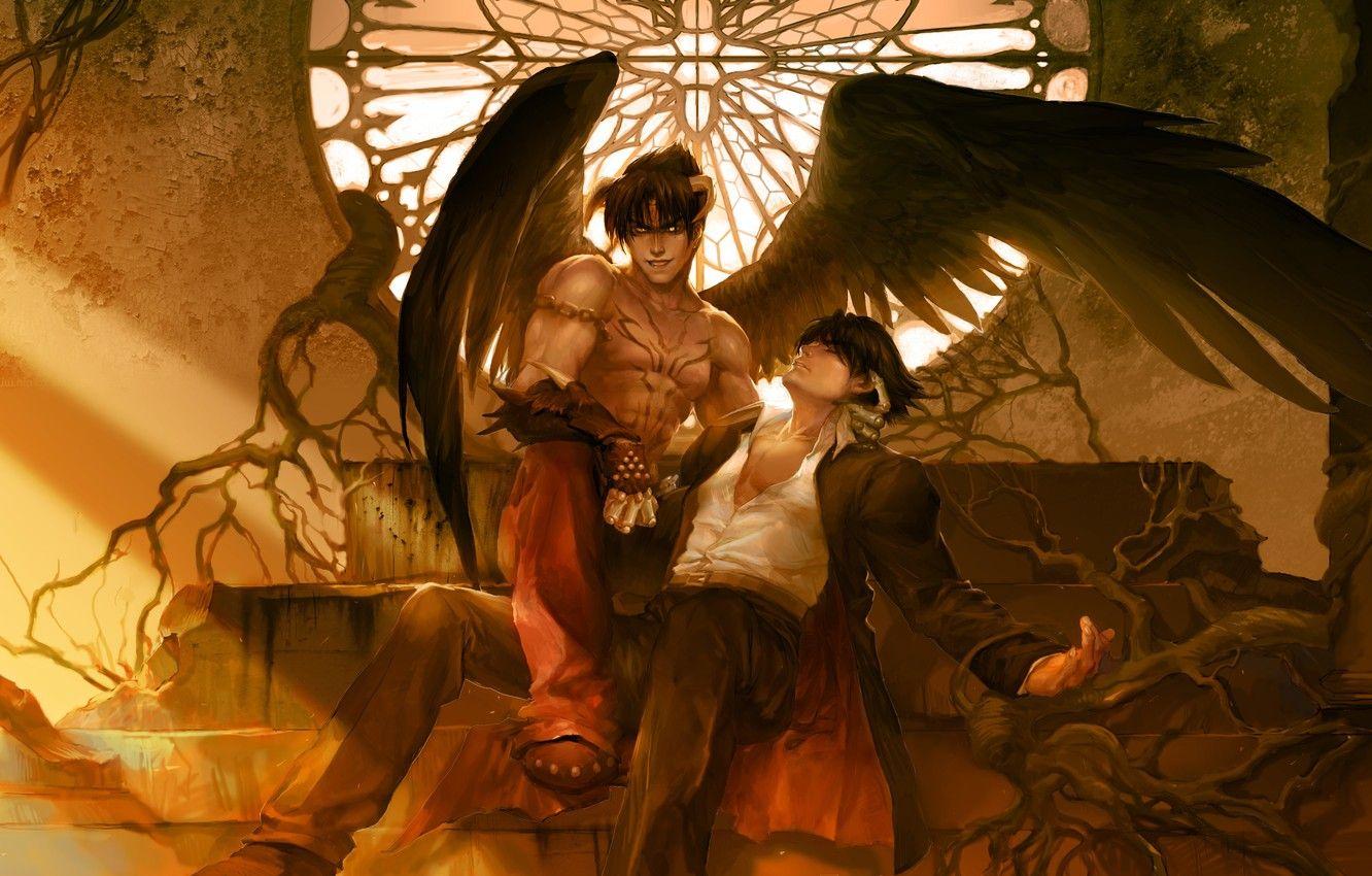 1332x850 Wallpaper wings, horns, art, Tekken, Jin Kazama, Devil Jin image for desktop, section игры