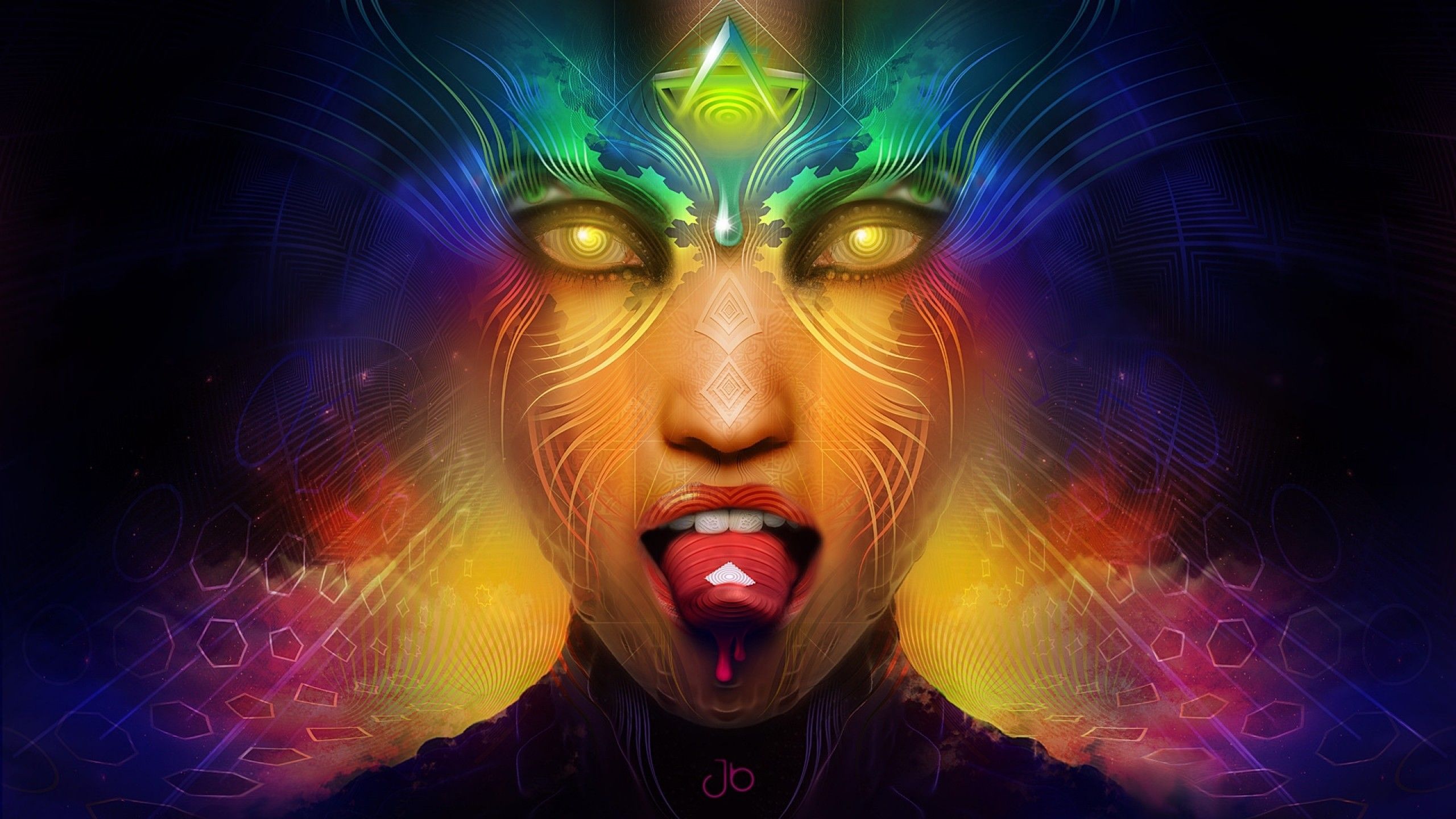 2560x1440 psychedelic, LSD, colorful, anime