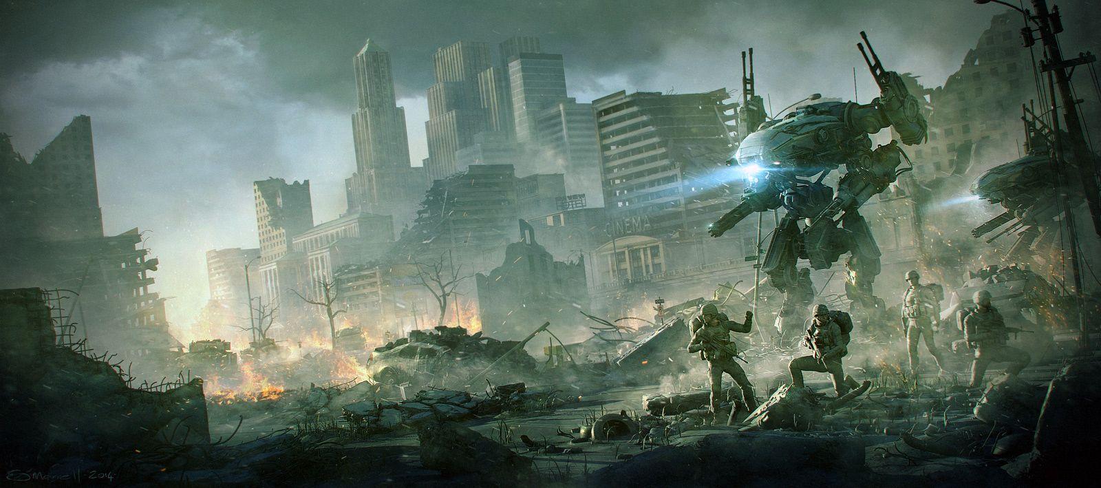1600x709 City Ruined By Stefan Morrell. Sci FiD. CGSociety. Art