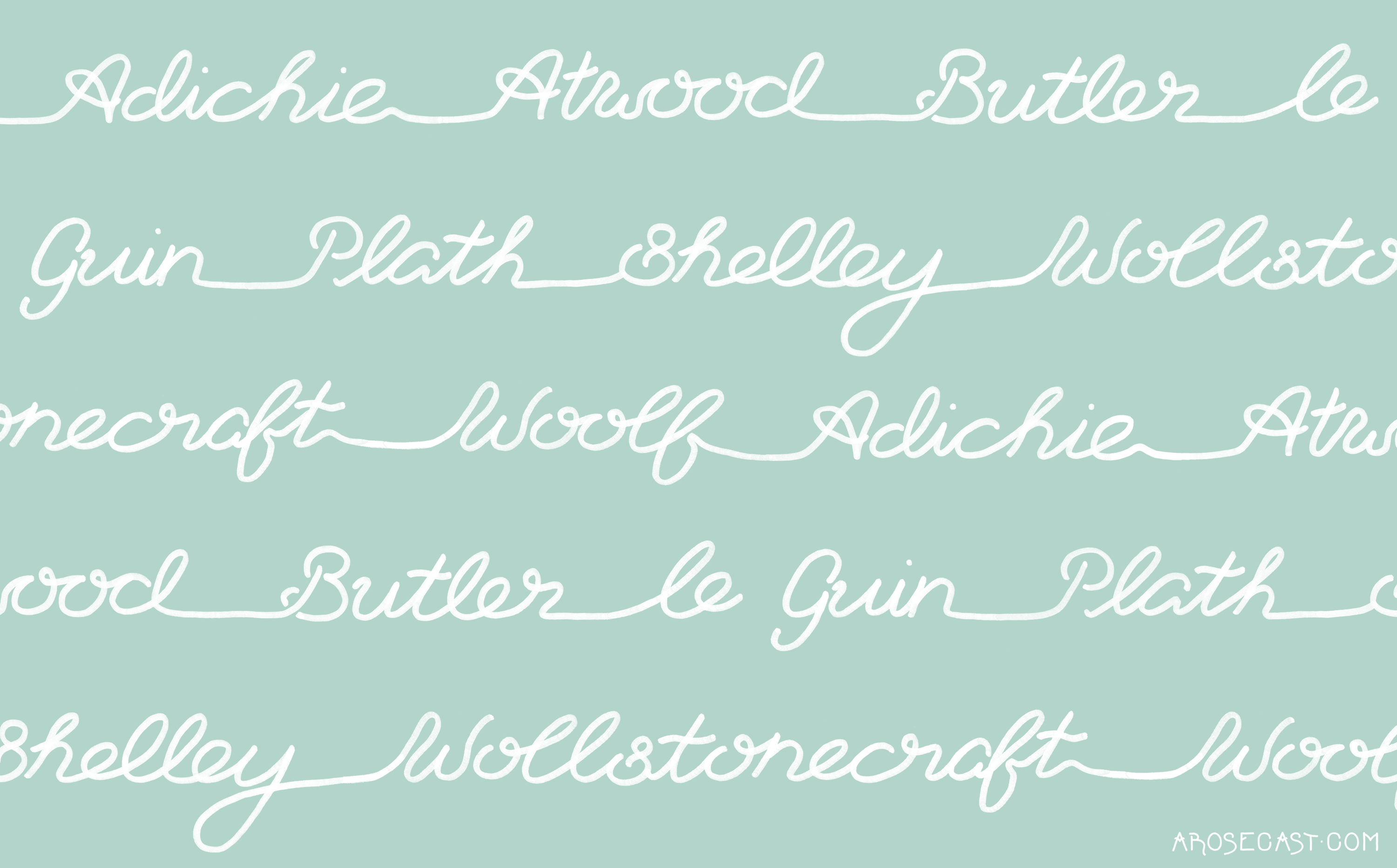 3000x1865 Feminist Authors Illustrated Calligraphy Wallpaper