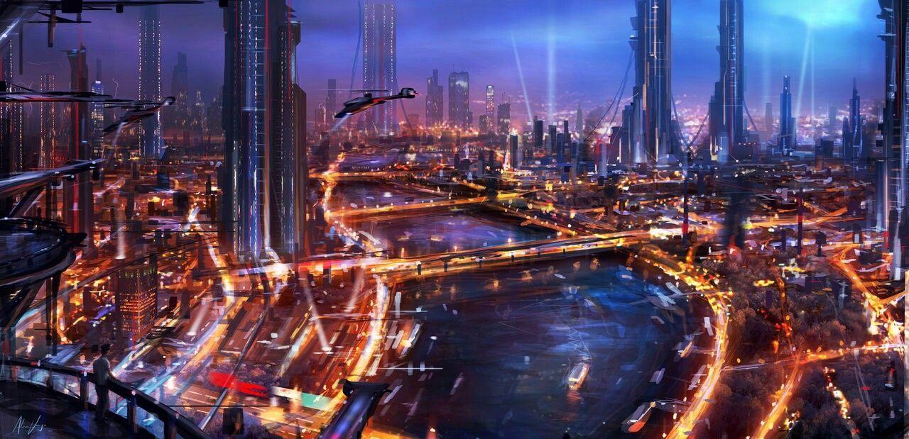 1280x619 City. Futuristic, Futuristic