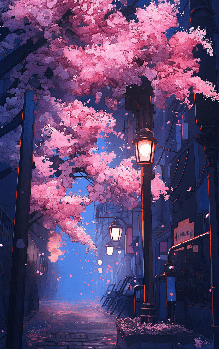 864x1376 Cherry Blossom Japan AI Art Phone Wallpaper