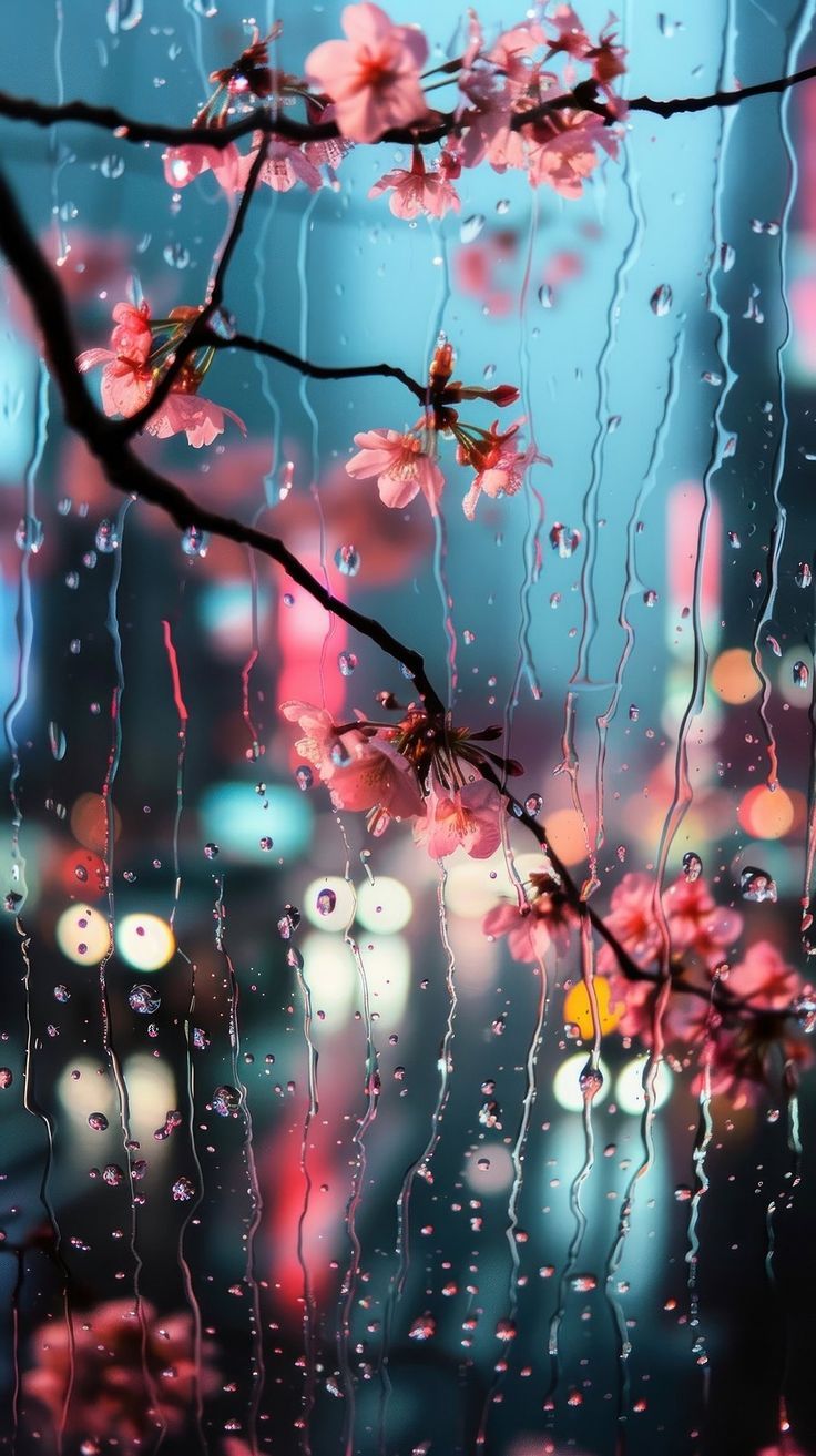 736x1313 Download free image of Rain scene with sakura outdoors blossom nature. about mirror wallpaper background, rain iphone wallpaper, cherry blossom iphone wallpaper, mobile wallpaper spring, and iphone wallpaper sakura 14352454