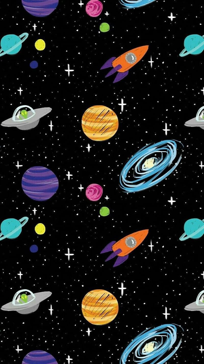 800x1422 HD planets cartoon wallpaper