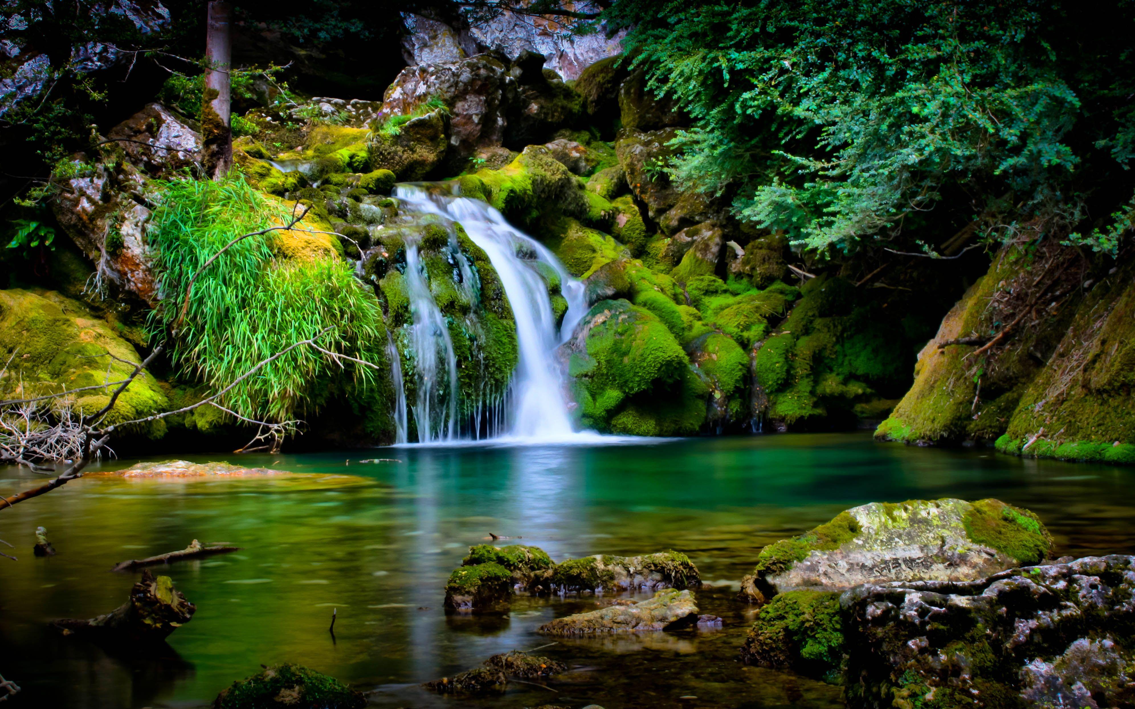 Beautiful waterfall, natur, waterfall, church, mountains HD wallpaper |  Pxfuel
