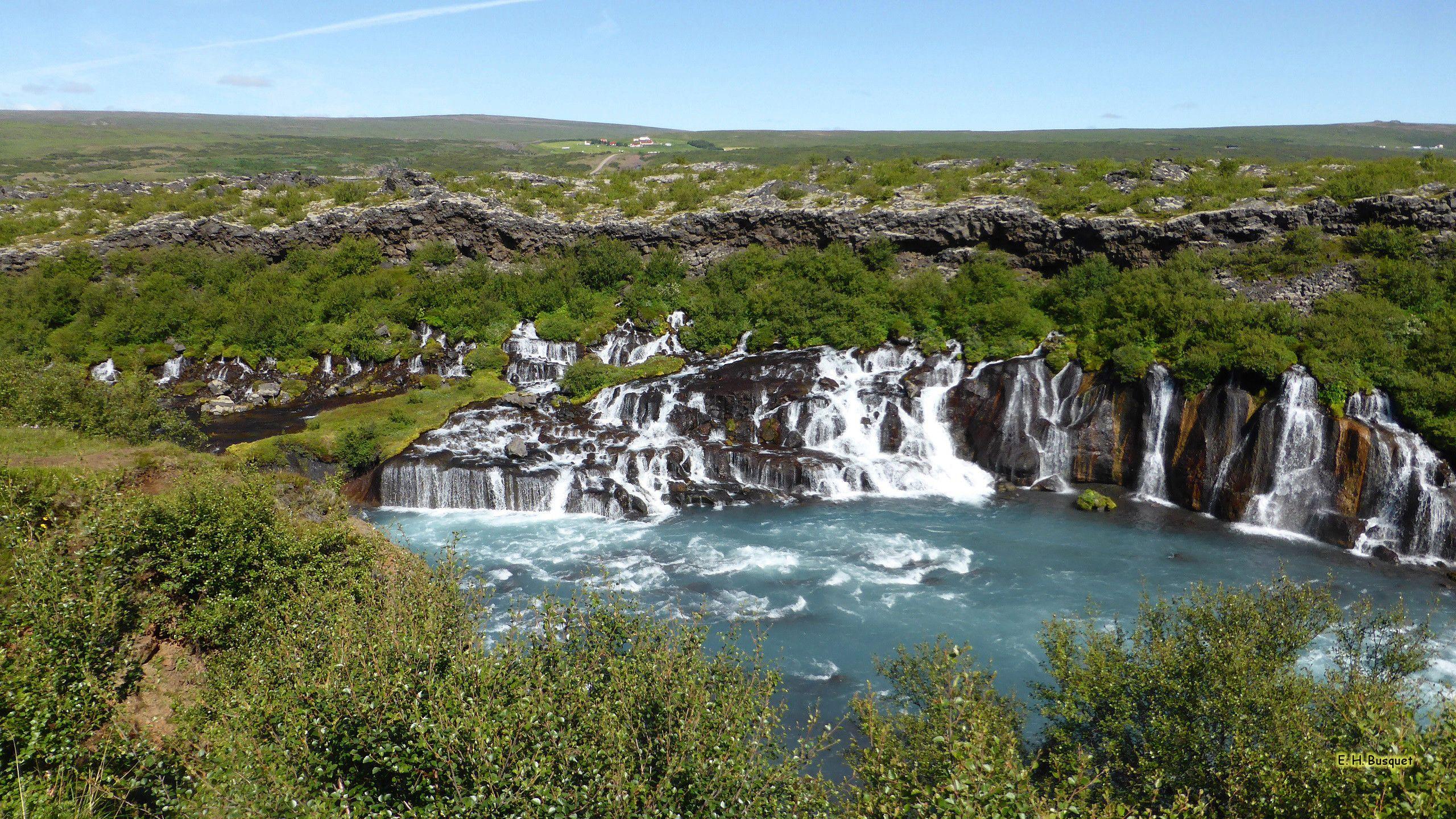 2560x1440 Hraunfossar waterfalls wallpaper. Barbaras HD Wallpaper