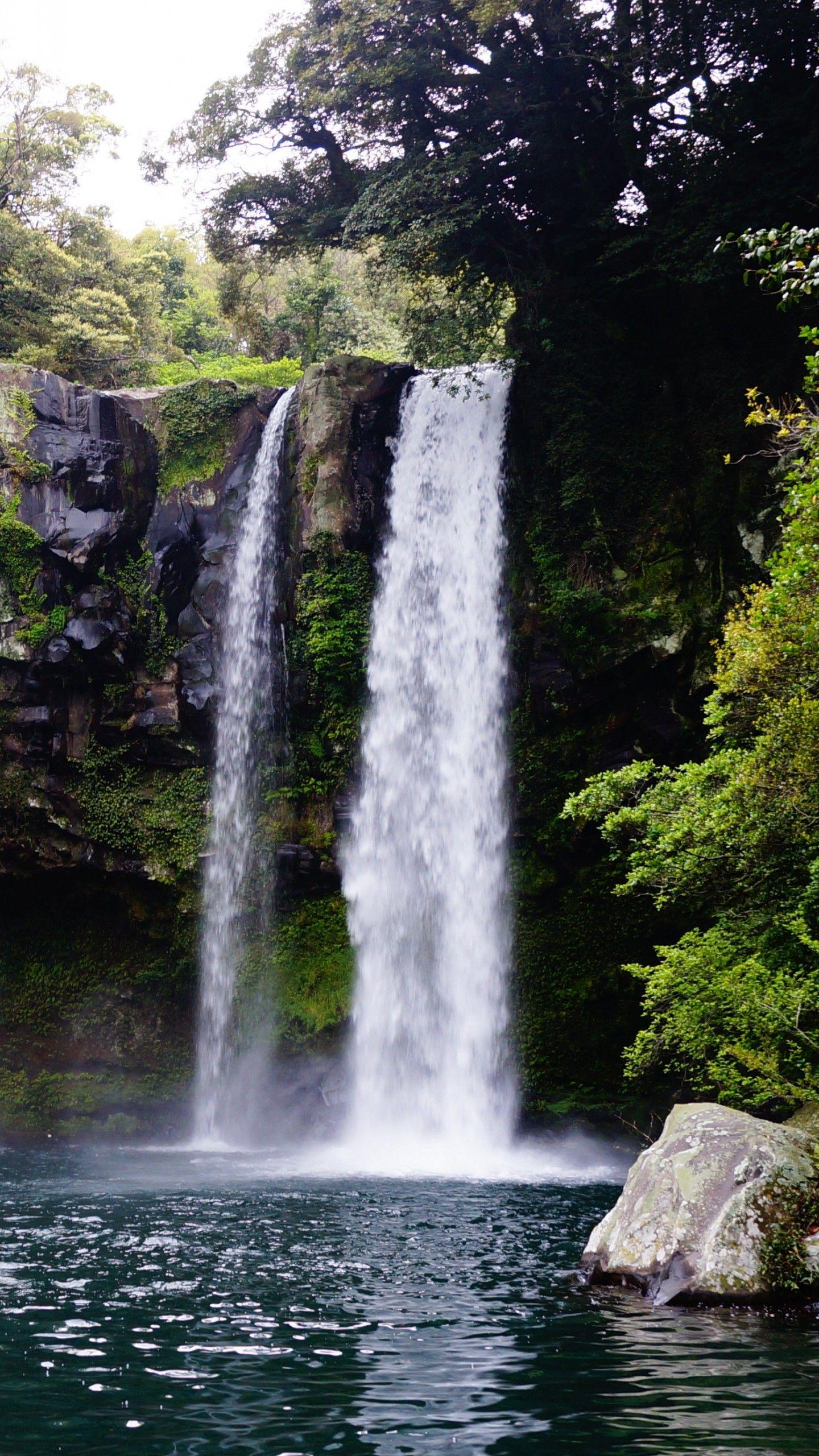 1440x2560 Wallpaper Jeju Island, Cheonjiyeon, Waterfall, 5K, Nature