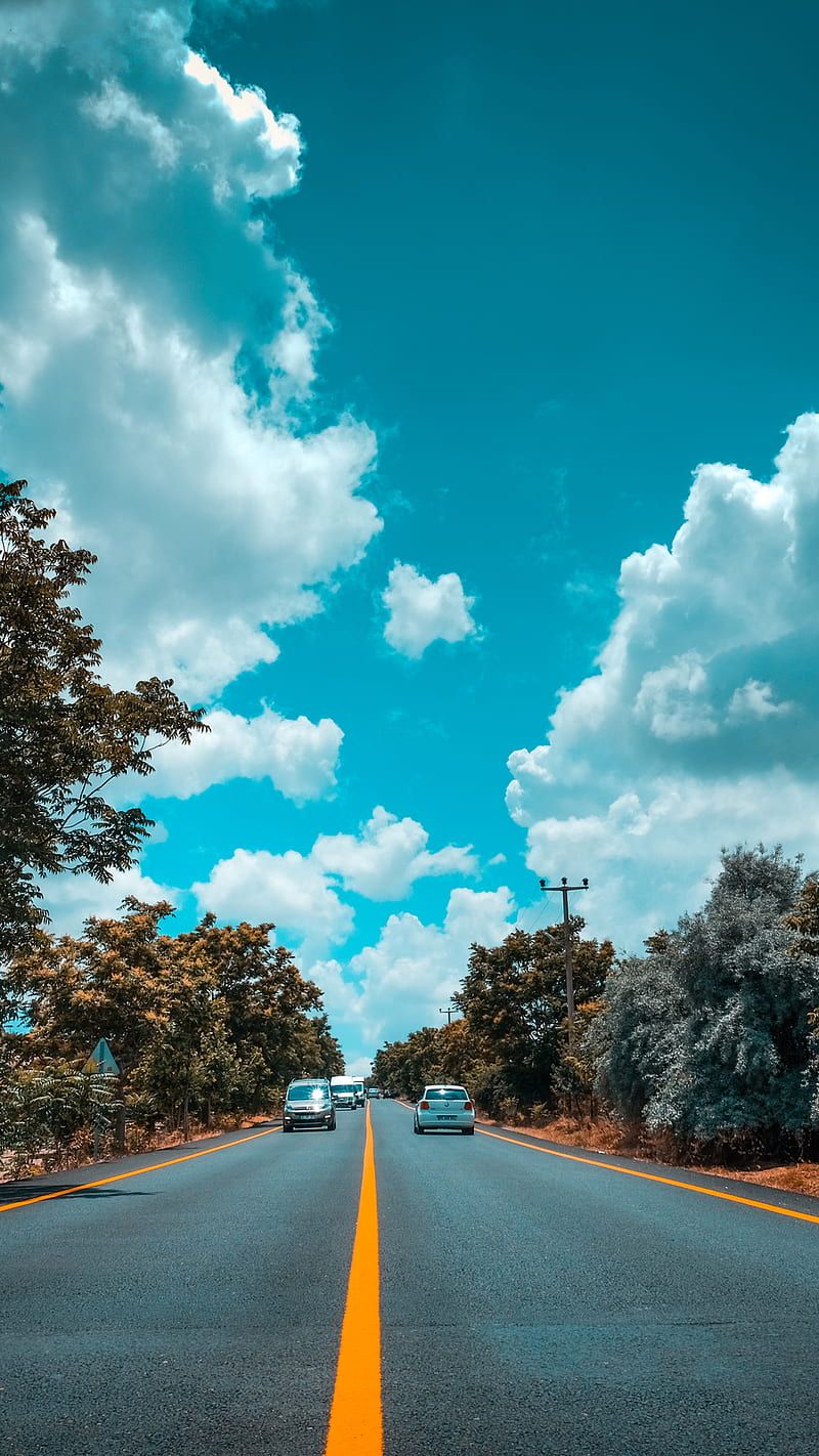 800x1422 Clouds, cloudy, heaven, road, roads, sky, HD phone wallpaper