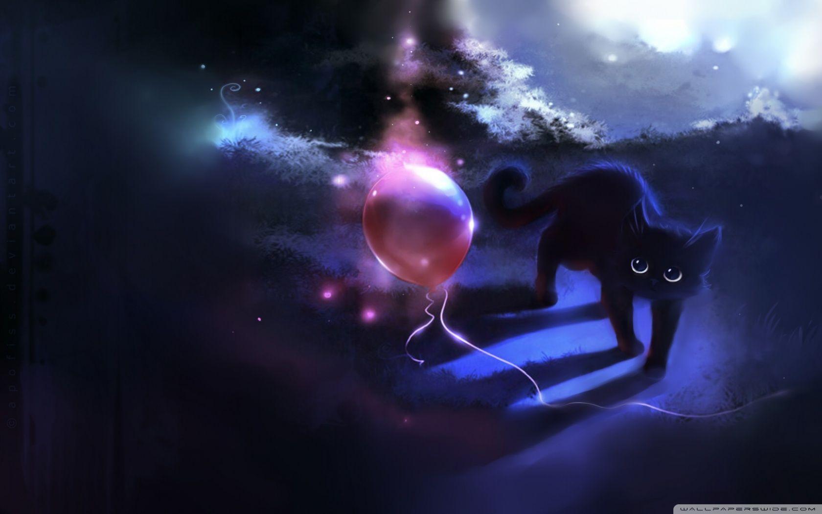 1680x1050 Black Kitty And A Red Balloon Ultra HD Desktop Background Wallpaper for 4K UHD TV : Widescreen & UltraWide Desktop & Laptop : Tablet