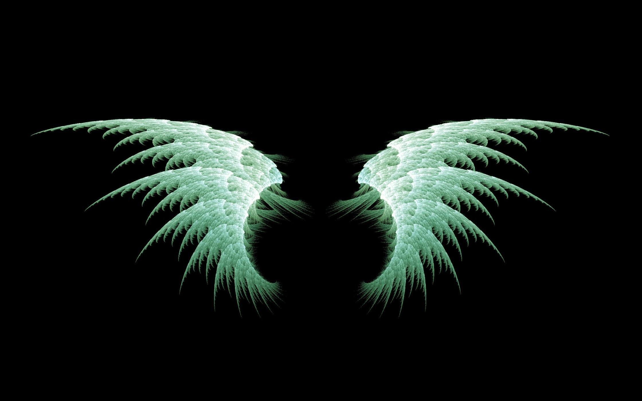 2240x1400 Anime Angel green wings Wallpaper