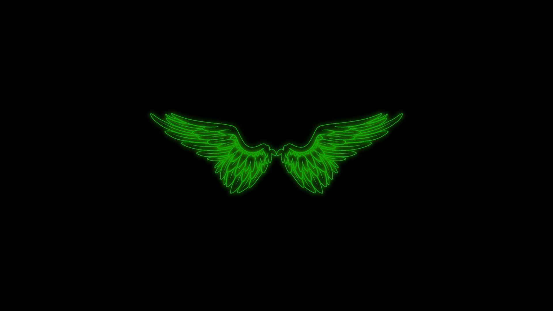1920x1080 green angels wings black minimalistic glow simple 1920x1080