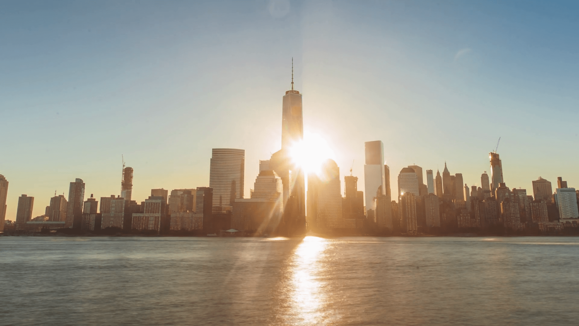 1920x1080 Sunrise New York City Skyline Sailing On The Cruise Ship