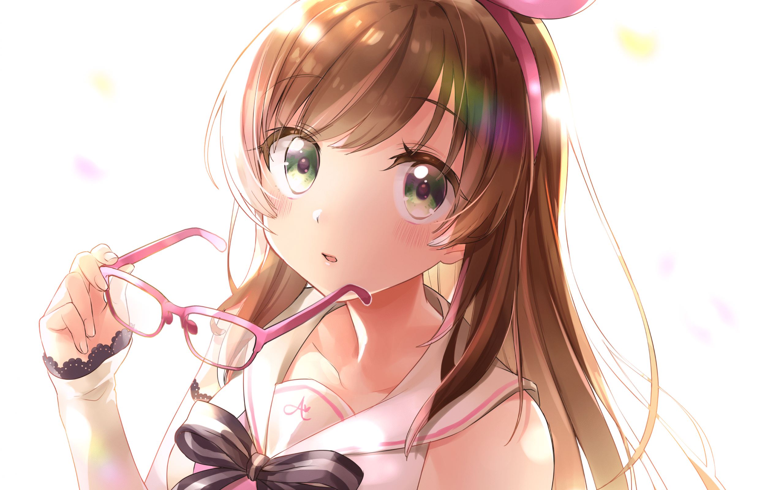 2560x1600 Download 2560x1600 Kizuna Ai, Channel, Brown Hair, Glasses