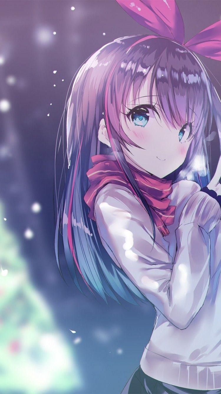 750x1334 Download 750x1334 Kizuna Ai, Snow, Cute, Scarf, A.i.channel
