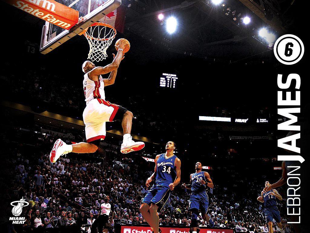 1024x768 LeBron James Heat Wallpaper Dunking 1024x768 Resolution