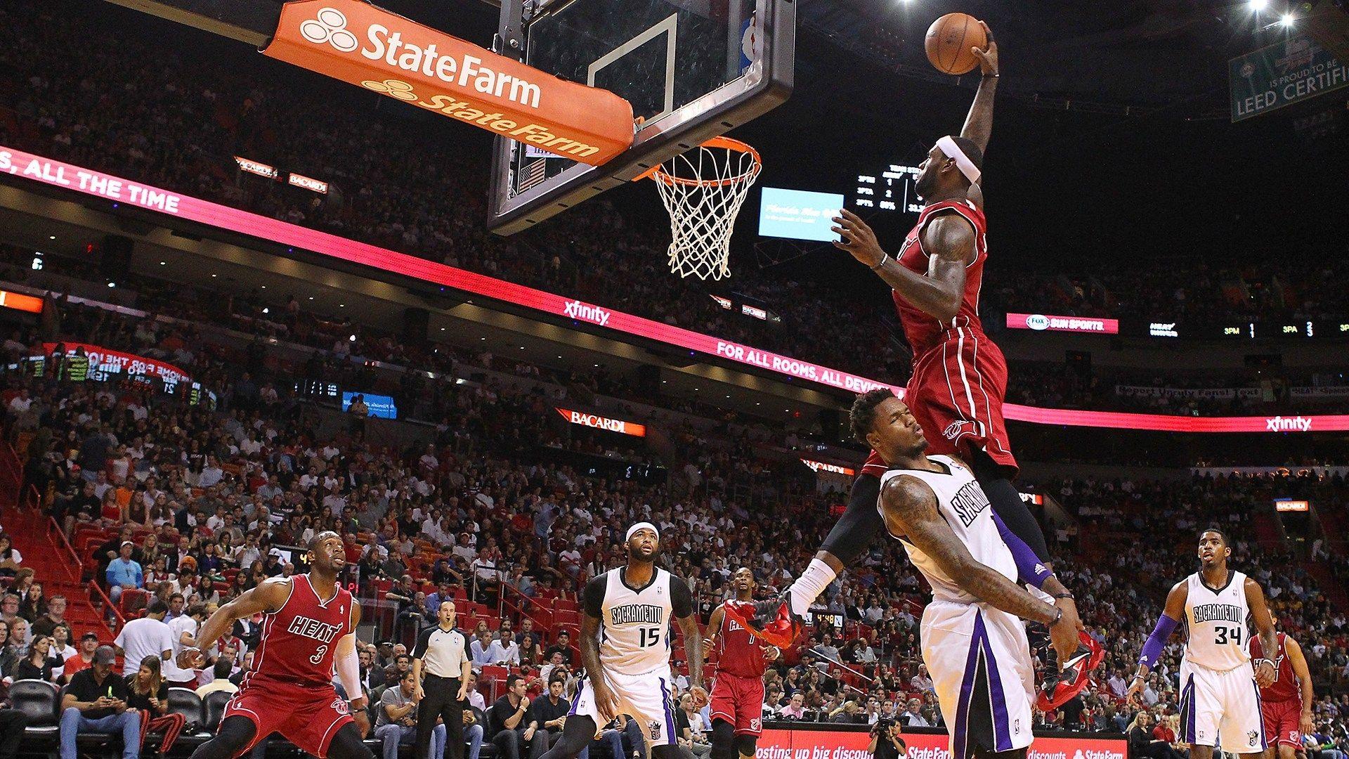 1920x1080 Dunk, LeBron James, Miami Heat, Player HD Wallpaper