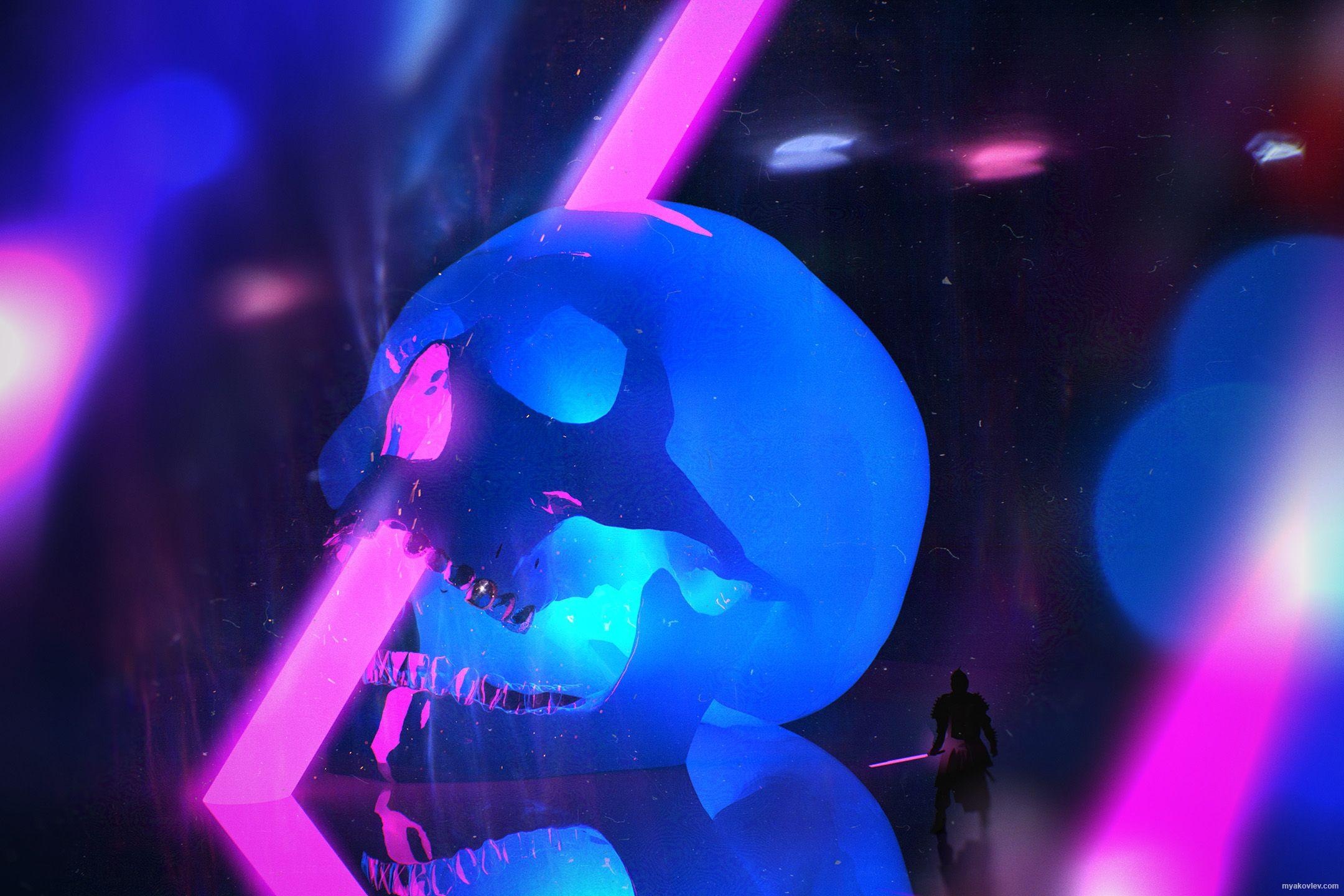 2160x1440 Teaching myself 3D. Here's my latest piece. NEON DEATH
