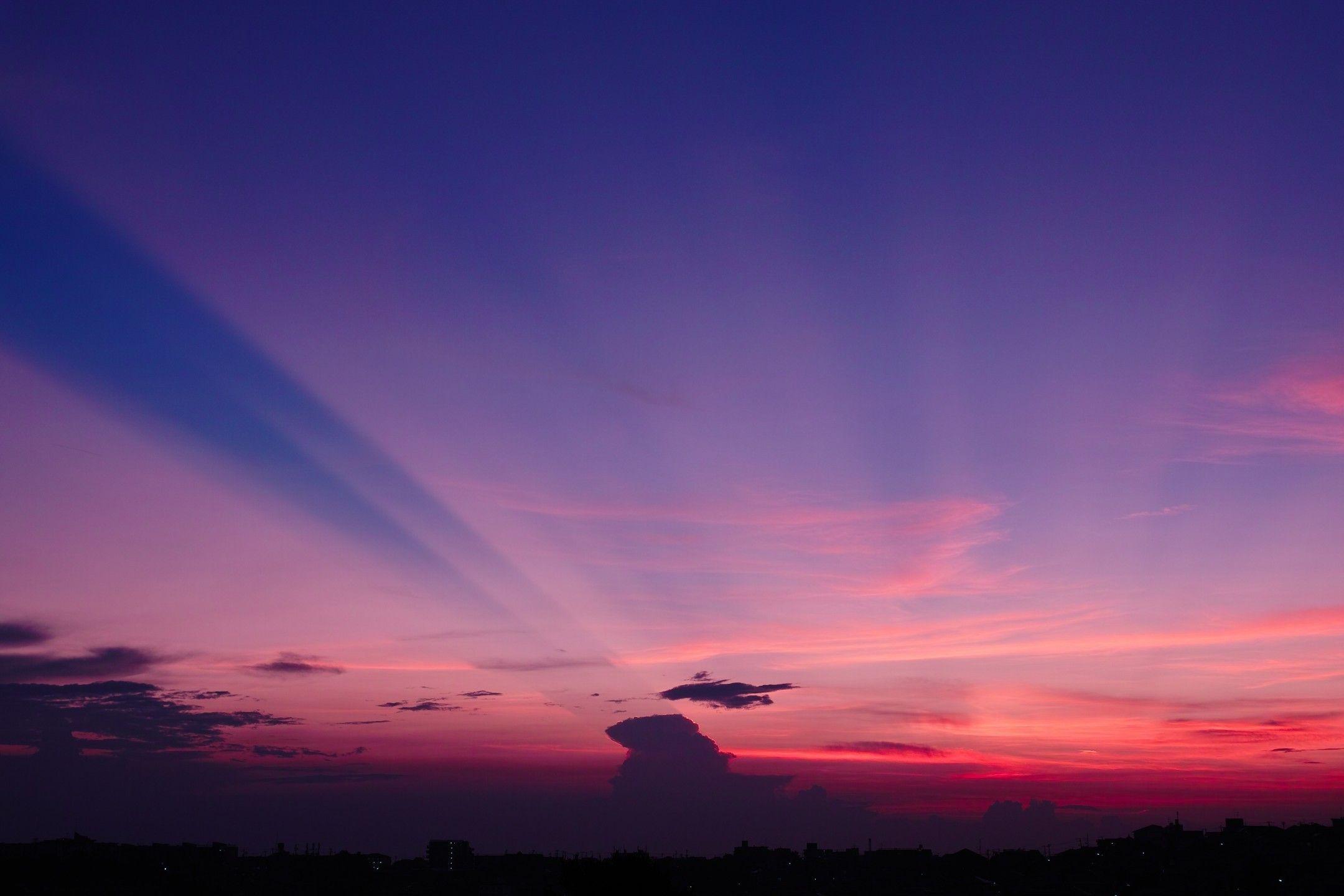 2160x1440 Download 2160x1440 Japan, Skyline, Clouds, Sunset Wallpaper