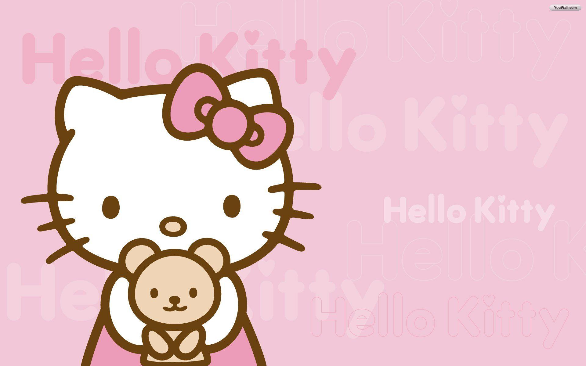 1920x1200 Hình nền Hello Kitty màu hồng