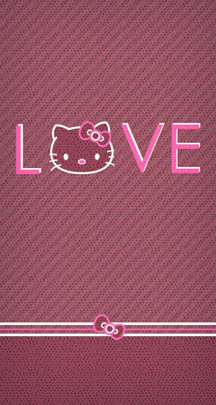 Hình nền tình yêu Hello Kitty màu hồng và đen 736x1377 Chất lượng cao Thêm