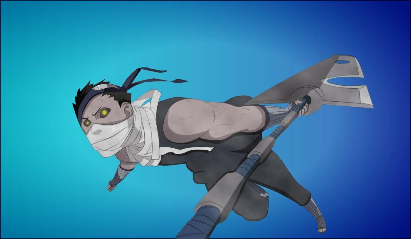 1359x790 yellow eyes, giant sword, swords, blue background, Zabuza