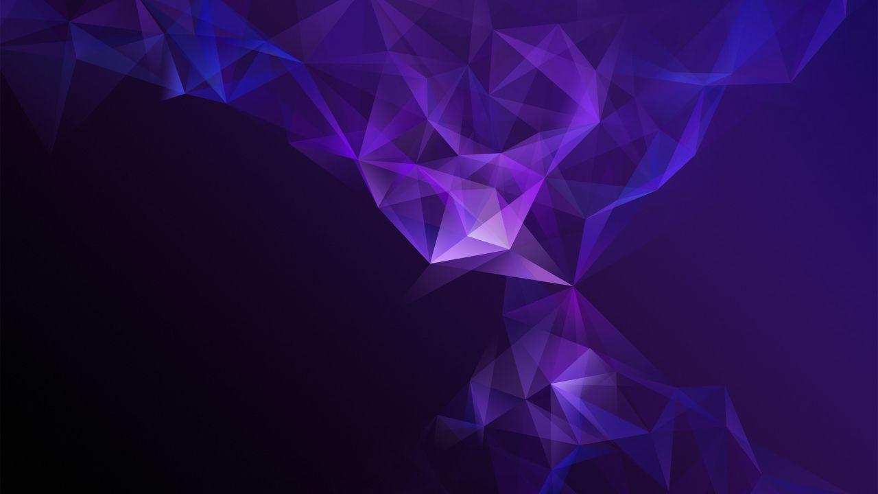 1280x720 Wallpaper Samsung Galaxy S Purple, Low poly, Smoke, Stock