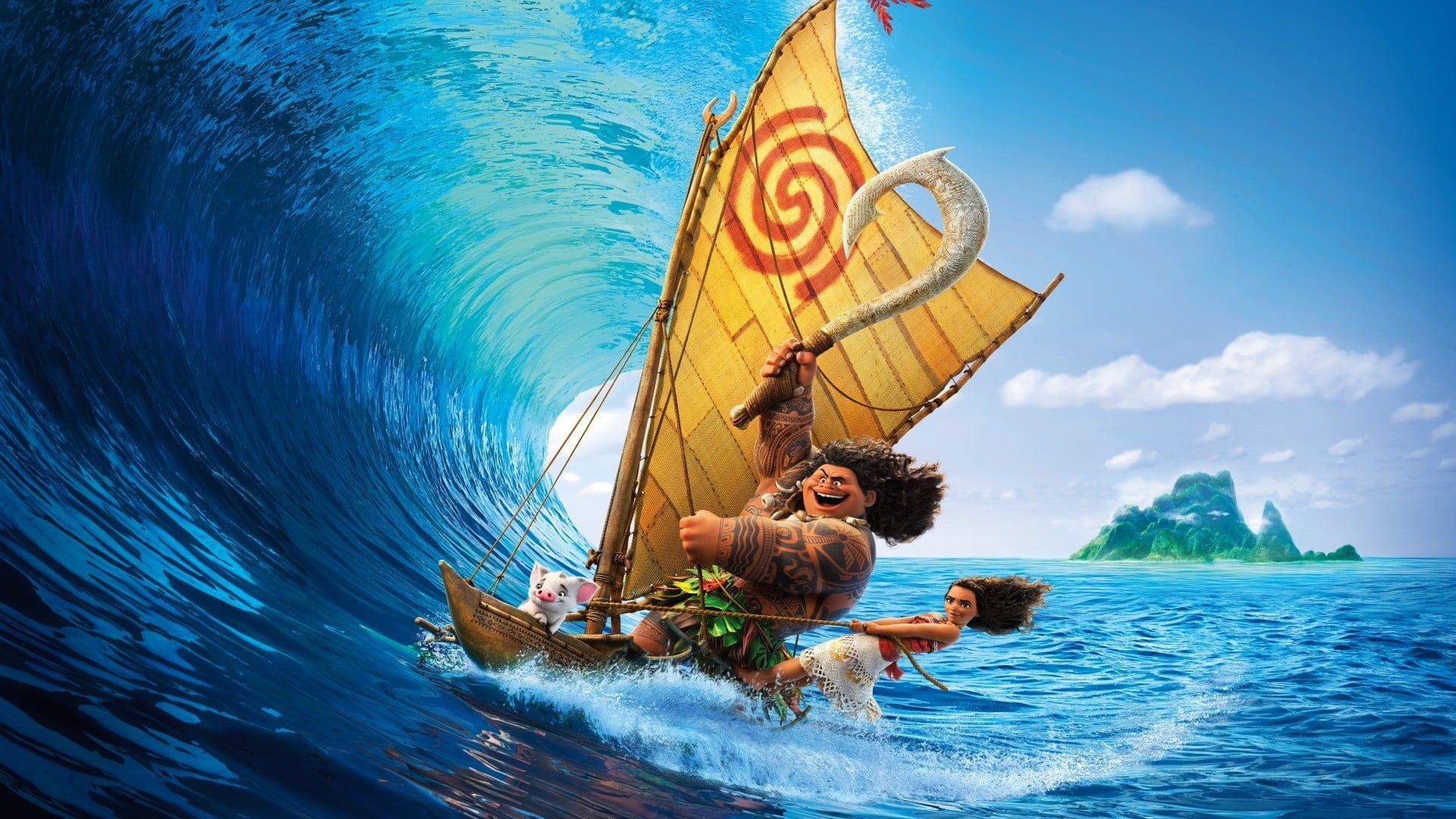 1920x1080 Moana and Maui movie scene HD wallpaper