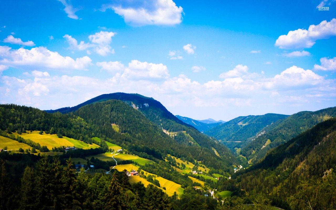 1280x800 Vibrant Fields & Peaks Austria wallpaper. Vibrant Fields