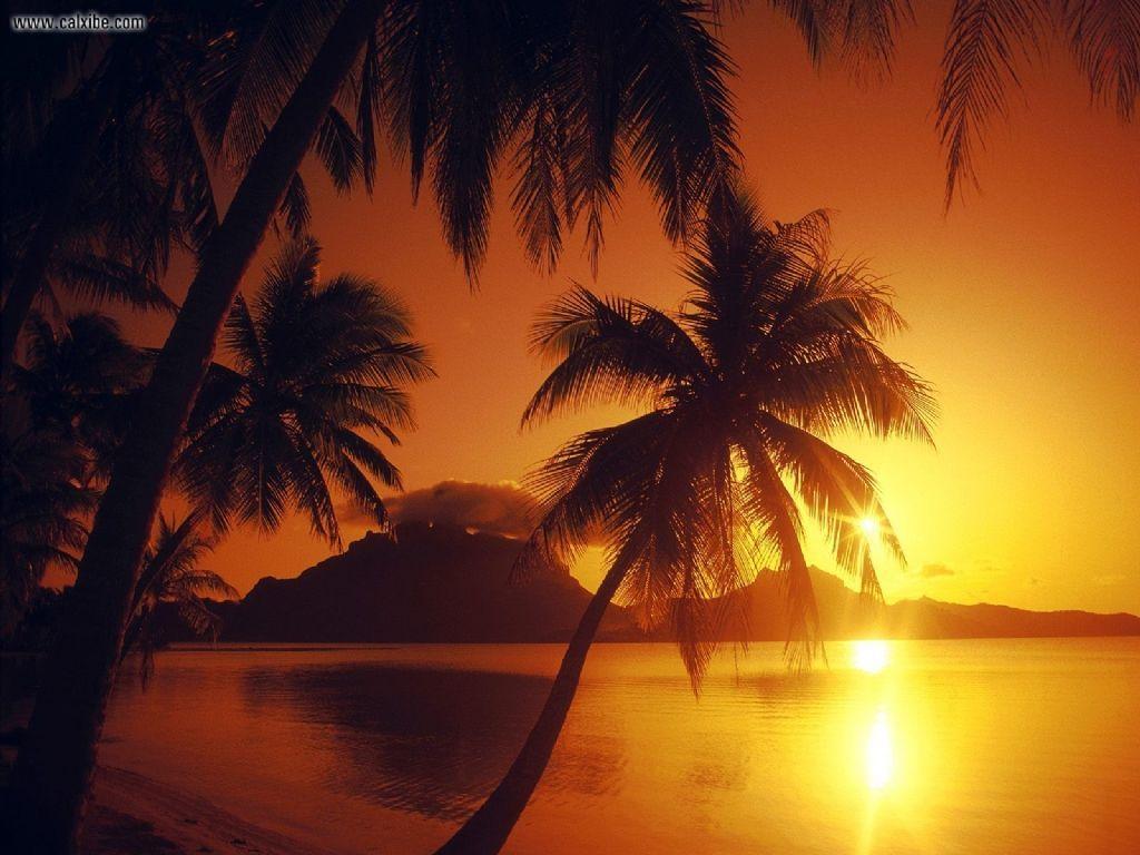 1024x768 Bora Bora Beach Sunset HD Wallpaper, Background Image