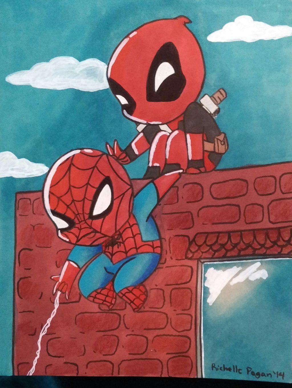 1024x1363 Deadpool and Spider Man Wallpaper