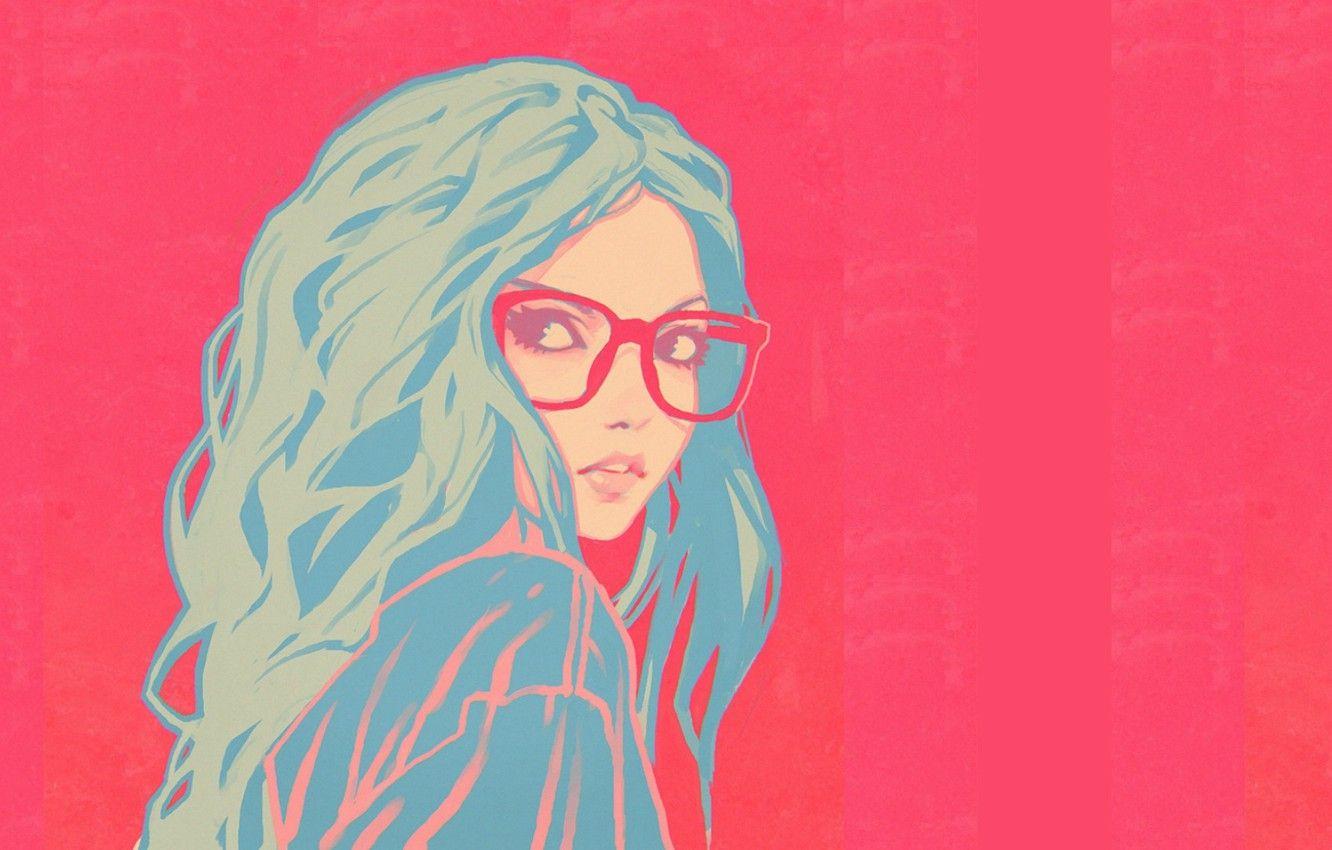 1332x850 Wallpaper face, glasses, pink background, shoulder, blue