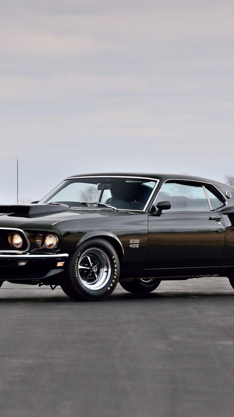 750x1334 Download 750x1334 wallpaper classic, black, muscle car, ford