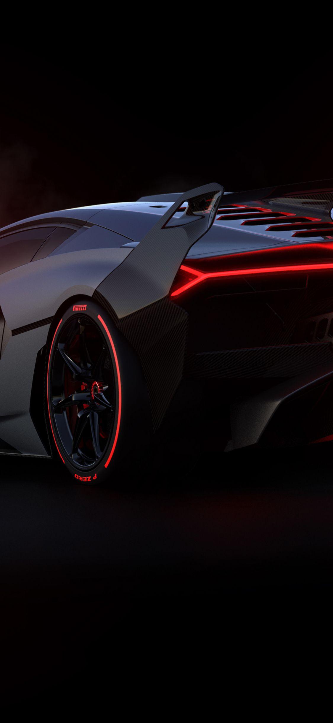 1125x2436 Lamborghini SC black, rear wallpaper, 3968x HD