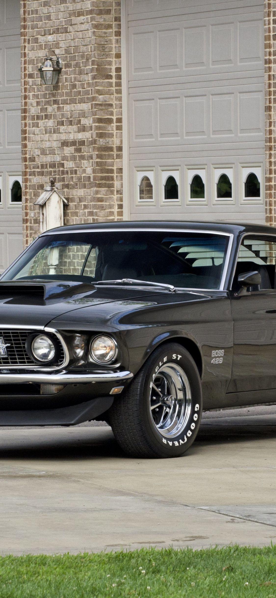 1125x2436 Download 1125x2436 wallpaper black, 1969 ford mustang boss iphone x 1125x2436 HD image, background, 9823
