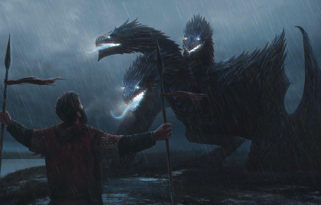 1332x850 Wallpaper Night, Tale, Rain, Warrior, Darkness, Horror