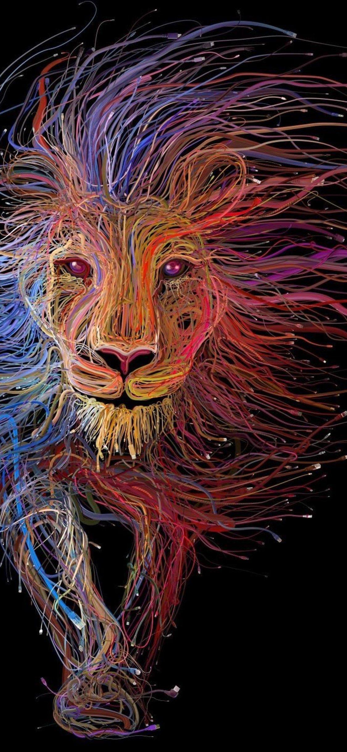 1125x2436 Lion Wires Art In 1125x2436 Resolution. Abstract lion, Lion wallpaper iphone, Lion wallpaper