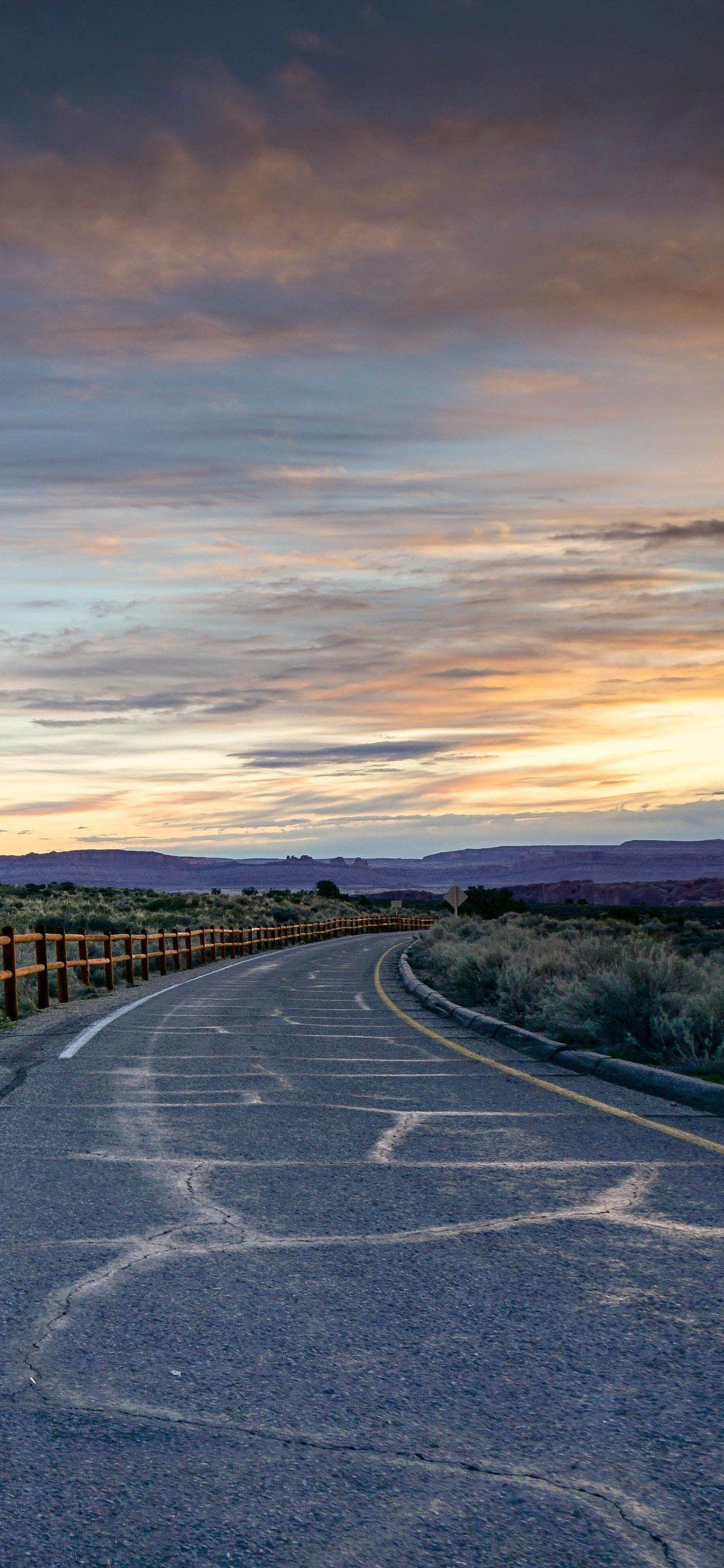 1242x2688 Sunset Open Road Colorful Sky iPhone XS MAX HD 4k