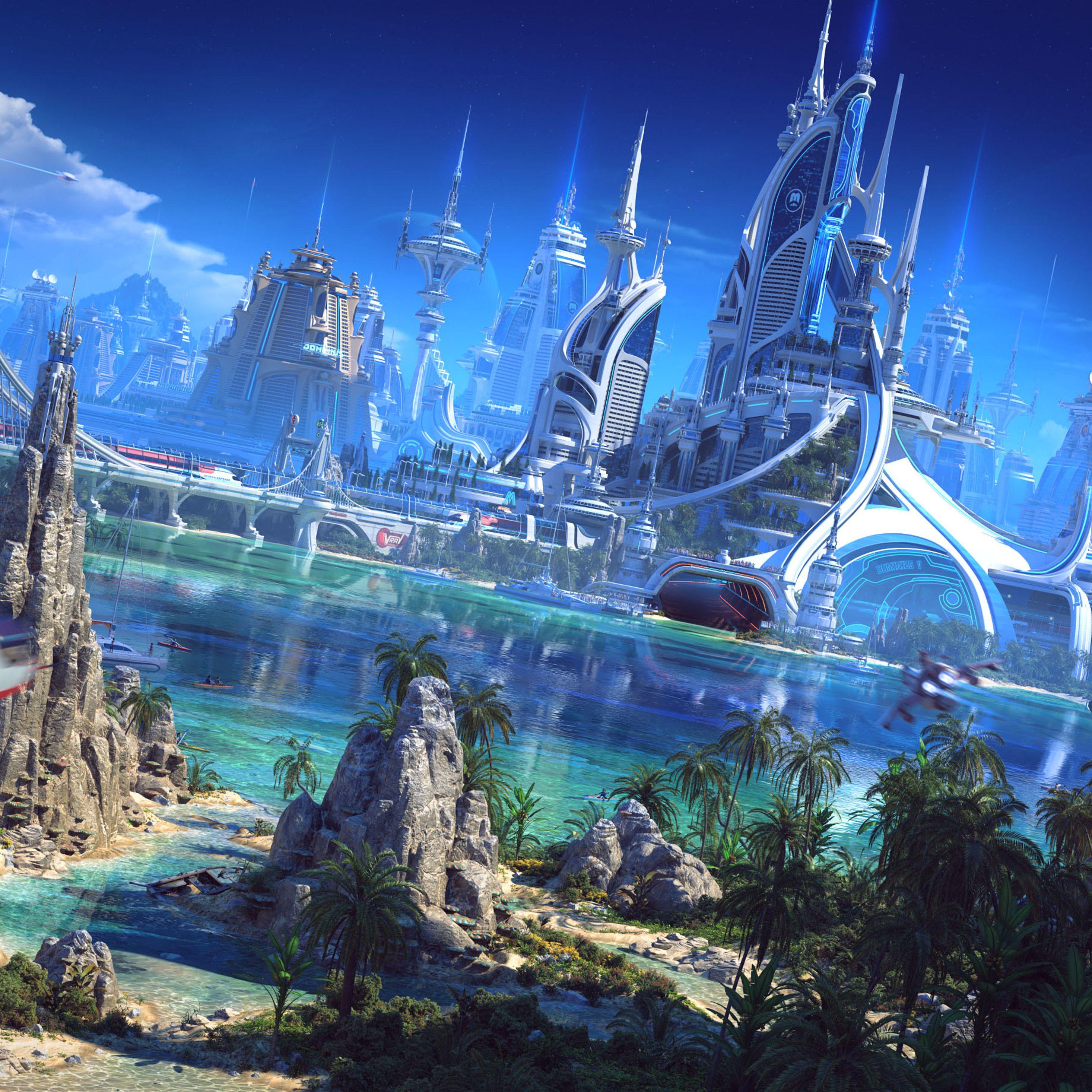 2932x2932 Futuristic World iPad Pro Retina Display HD 4k