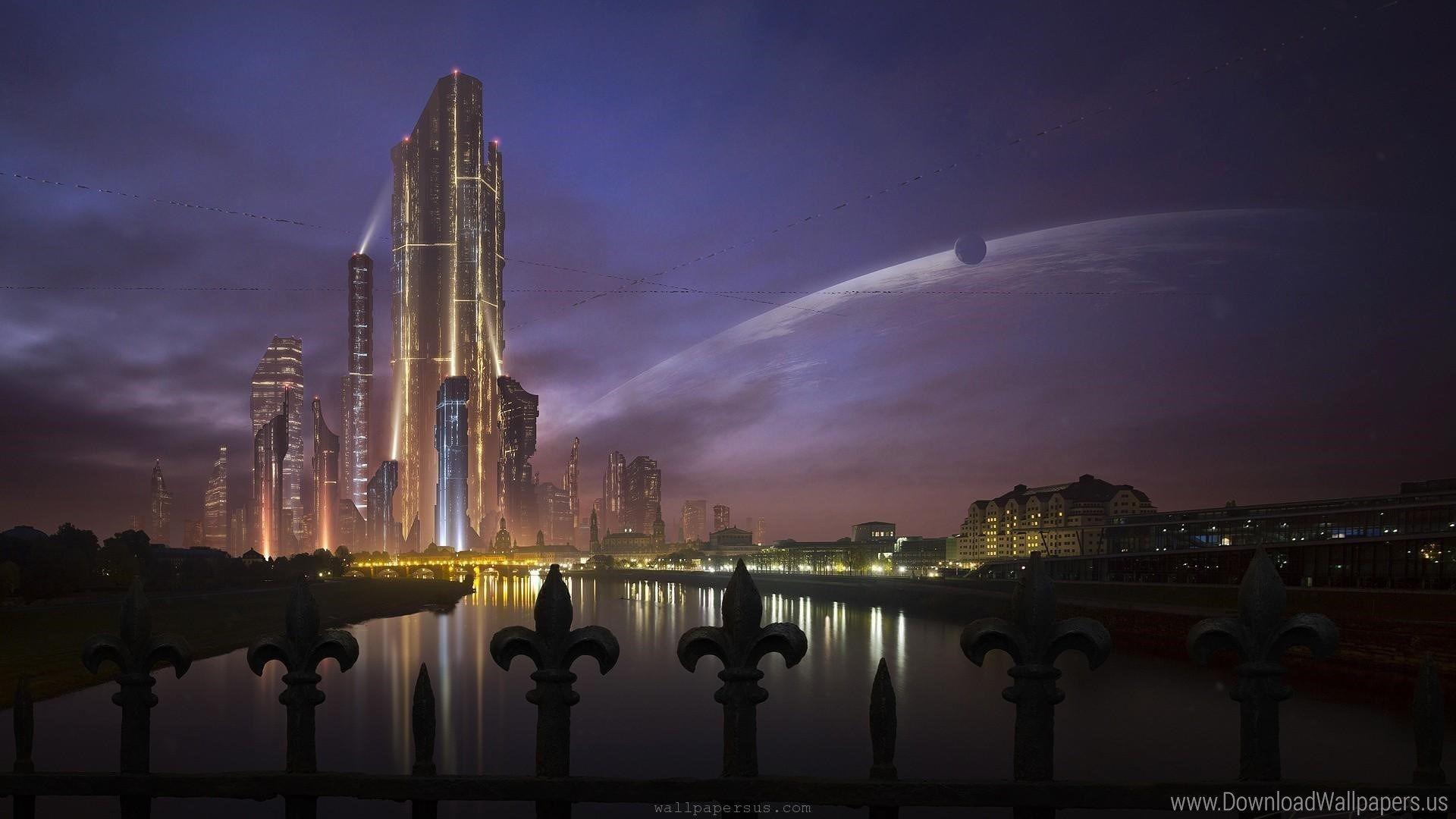 1920x1080 Artwork, Cityscapes, Futuristic, Houses, Night, Skyscrapers