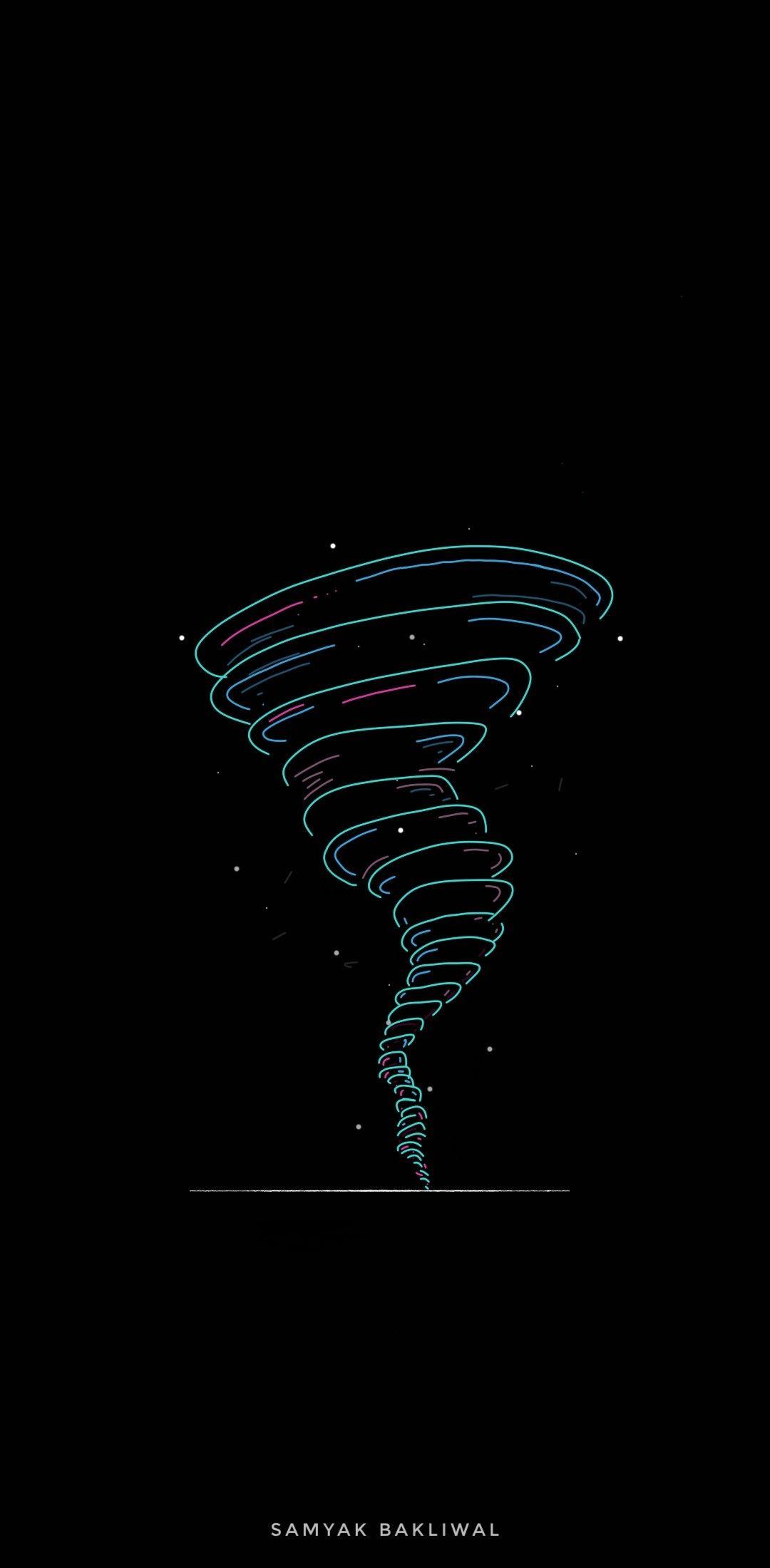 1080x2200 Wallpaper ideas for a minimalistic tornado drawn on Autodesk