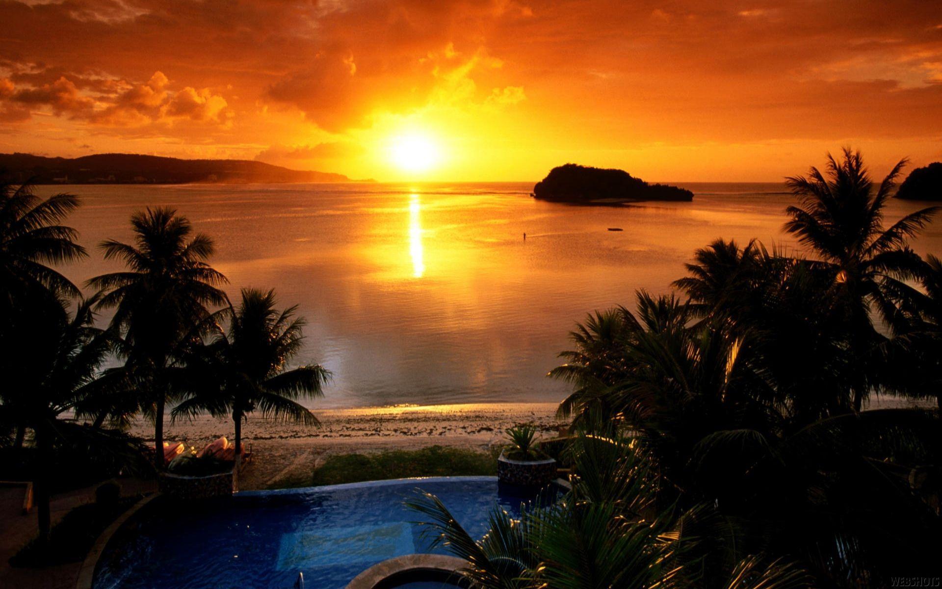 1920x1200 Sunset Hawaii Beach Desktop Wallpaper at