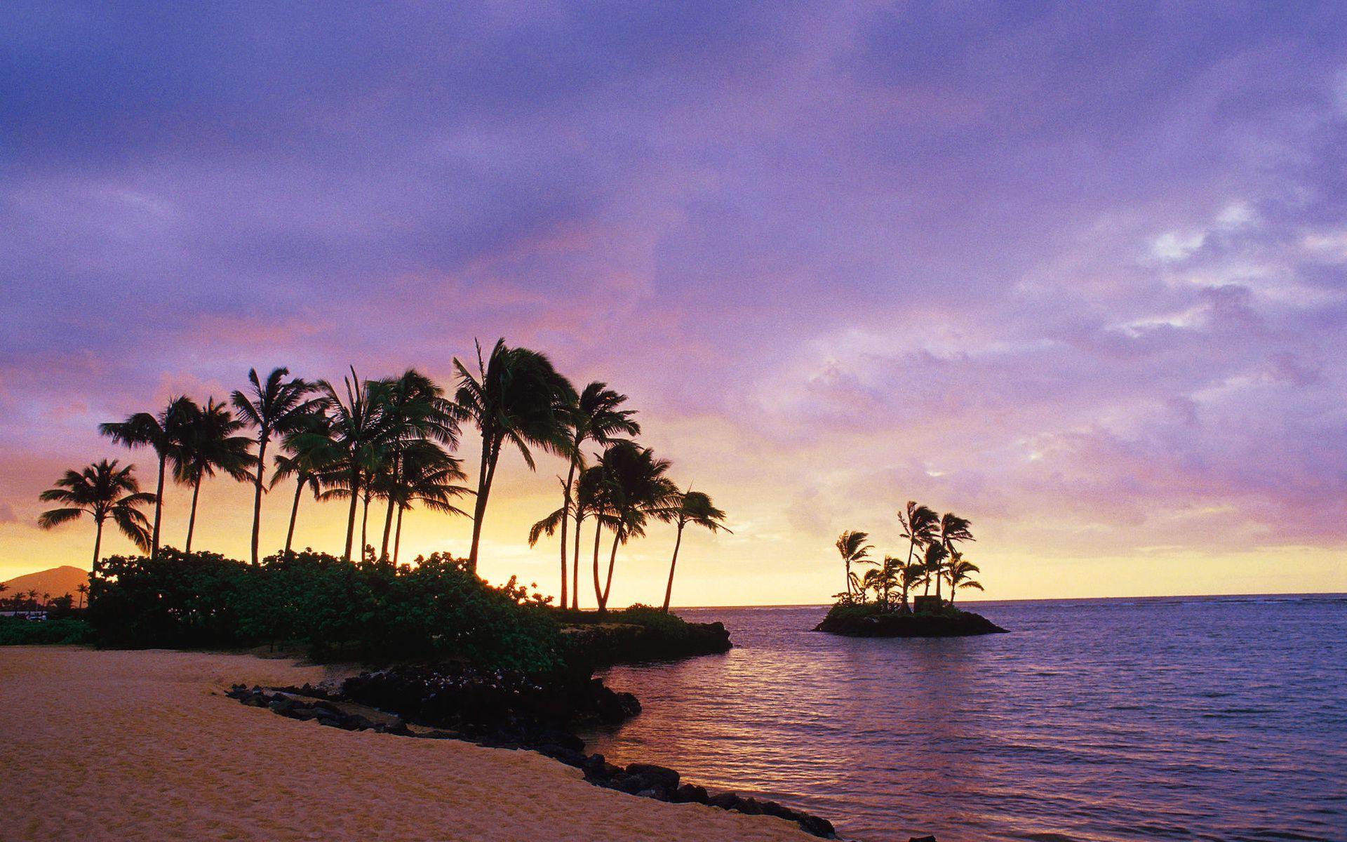 1920x1200 Sunset Hawaii Beach Desktop Wallpaper at