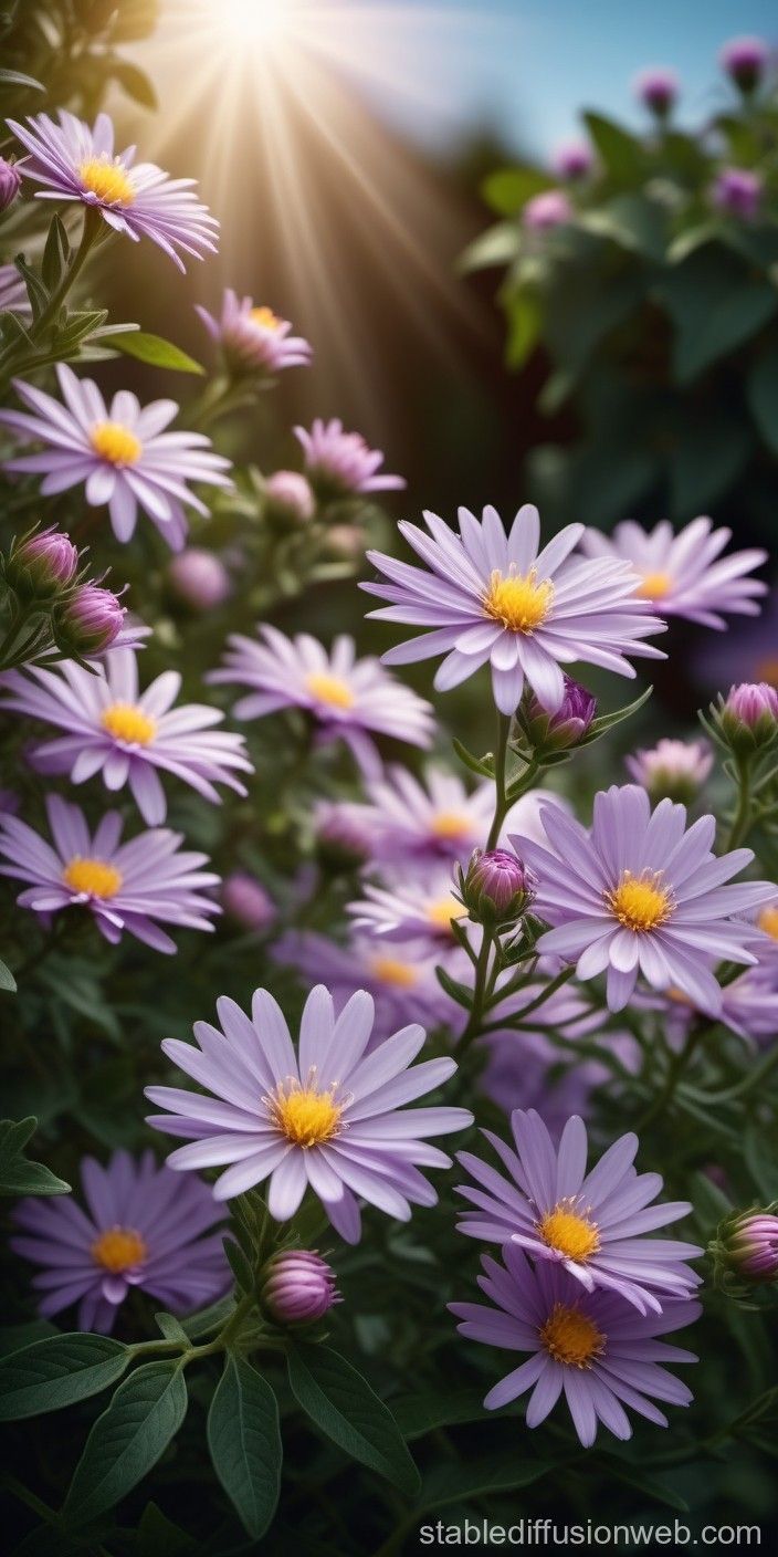704x1408 aster flowers in garden Prompts