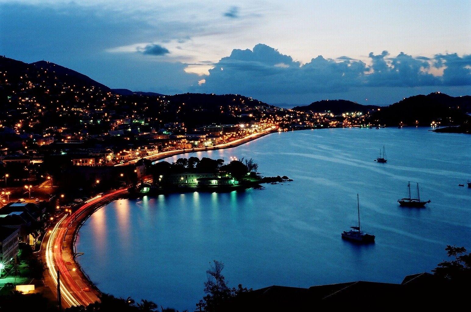 1545x1024 Caribbean Islands Image Charlotte Amalie Night Stt HD Wallpaper