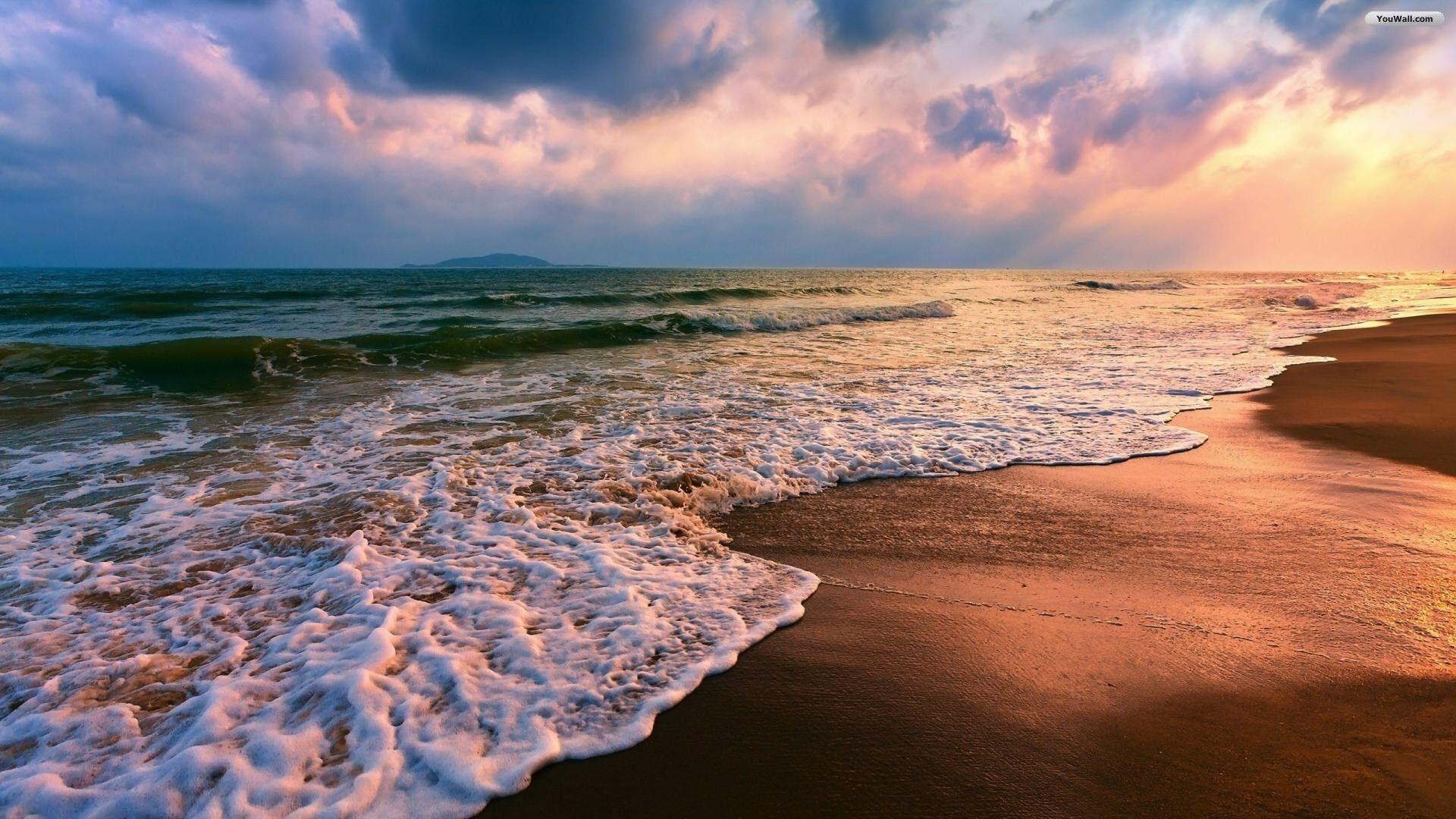 1920x1080 Sunset On The Beach Wallpaper