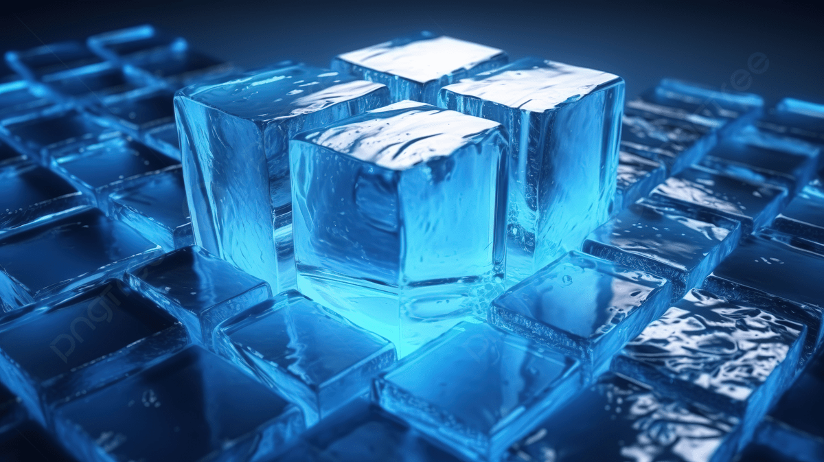 1200x673 3D Rendered Turbid Blue Ice Cube With