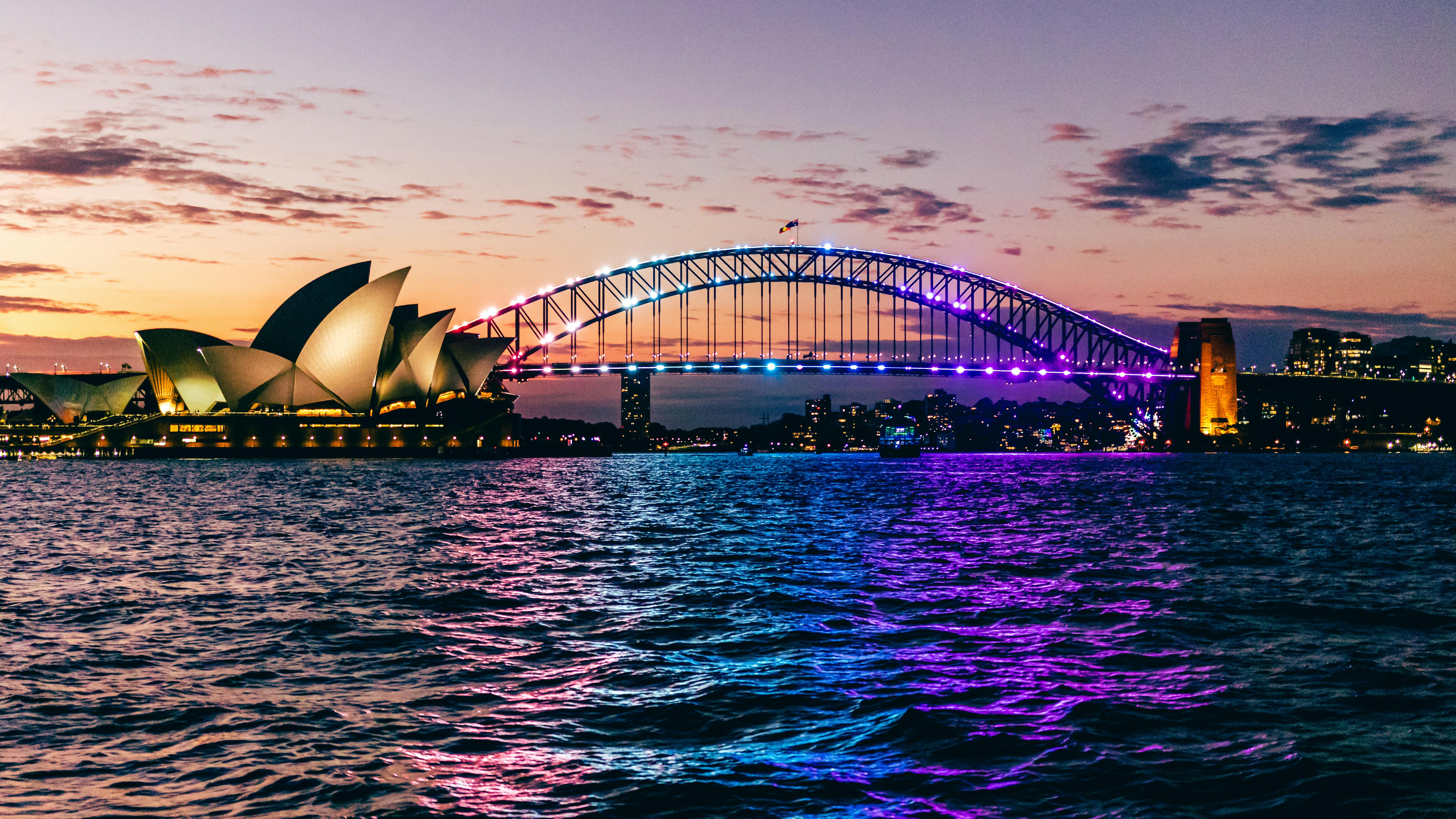 5456x3069 Illuminated Opera and Harbor Bridge