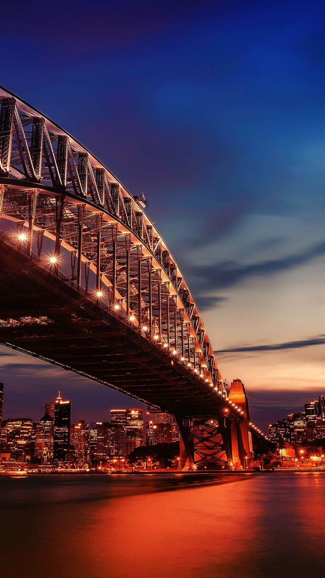 1080x1920 City Lights Sydney Harbour Bridge 4k