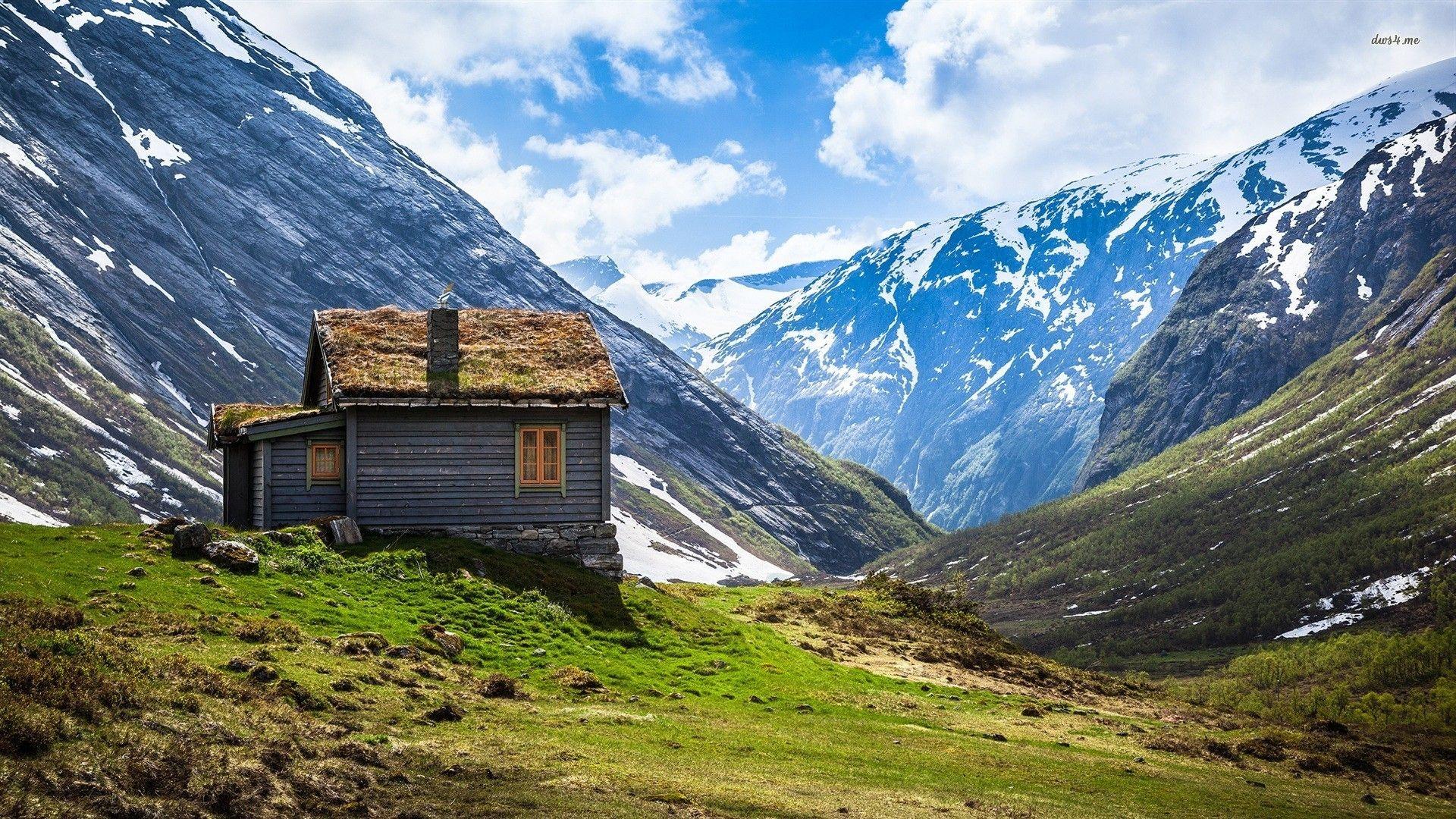 1920x1080 Mountain cabin in Norway wallpaper wallpaper