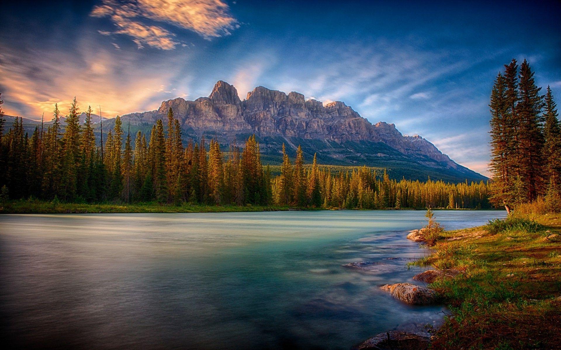 1920x1200 nature, Mist, Landscape, Sunrise, Mountain, Forest, River